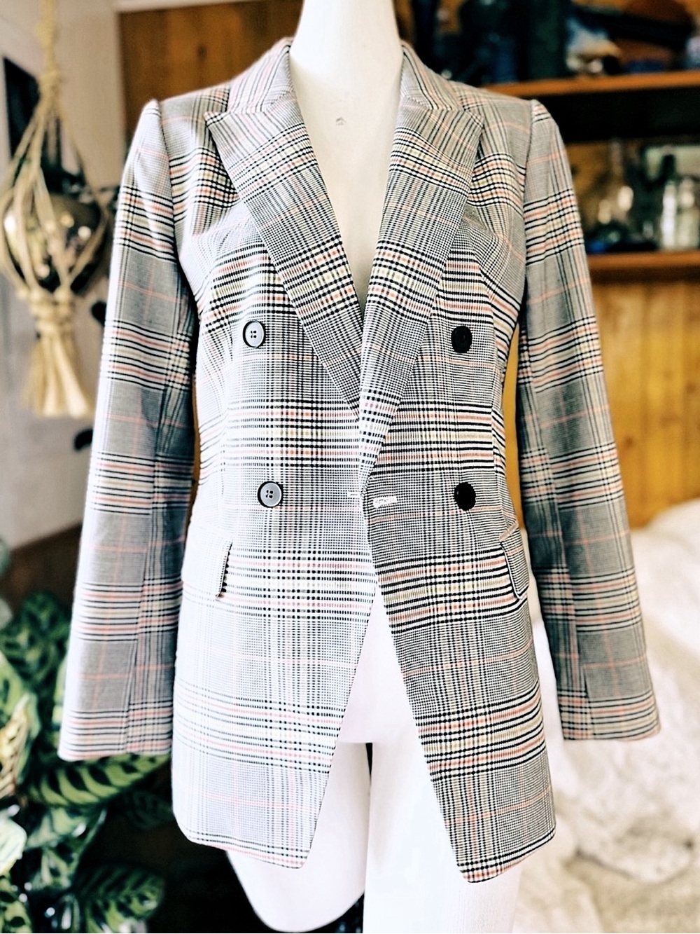 LOFT Outlet Plaid Double Breasted Blazer Women’s Size 6 NWOT